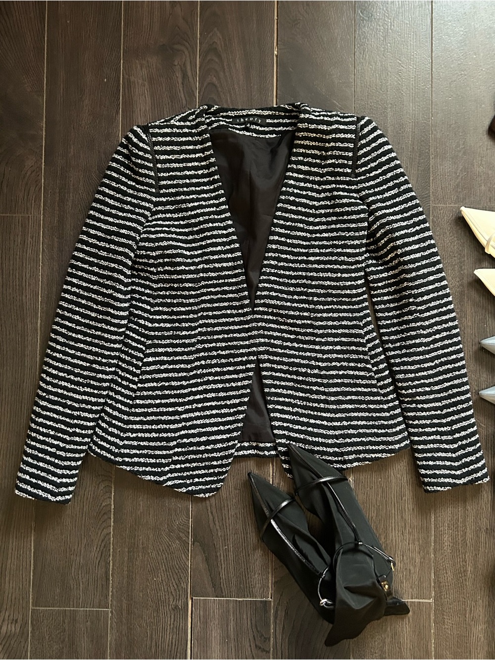 Theory Black and White Striped Women's Blazer XS